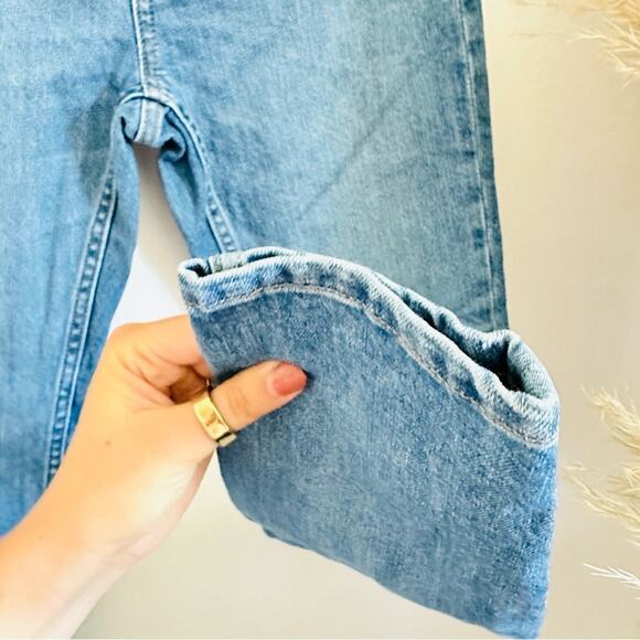 EVERLANE Blue Mid Wash High Rise Denim Skinny Straight Leg Ankle Jean Jeans 26 - Picture 8 of 15